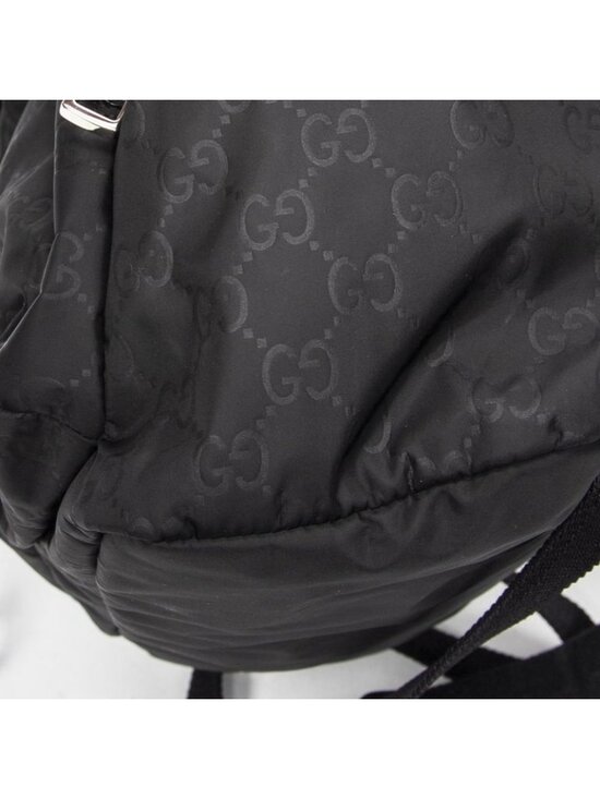 Gucci Double Pocket Drawstring Backpack Black GG Nylon Canvas main image 9